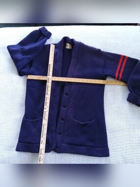 Vintage 50's Princeton Blue Letterman Wool Varsity Cardigan Sweater